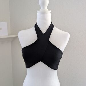 Zara Elegant Black Cross-Front Blouse